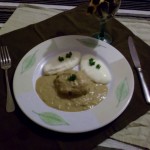 Filet minion, Crème d'arachide accompagné de pâte de maïs